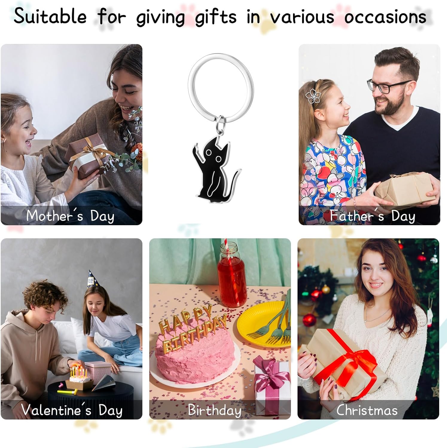 Smilelife ゴシック 黒猫 バックパック キーチェーン 女性 男性 ティーン 猫 お父さん ママ キャティ 恋人 ギャグ ギ