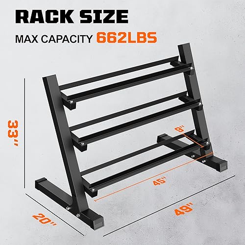 Miniatura 6 de Juegos de mancuernas con estante, mancuernas hexagonales de goma, 450550 libras, pesas de mano con mango cromado para entrenamiento de fuerza