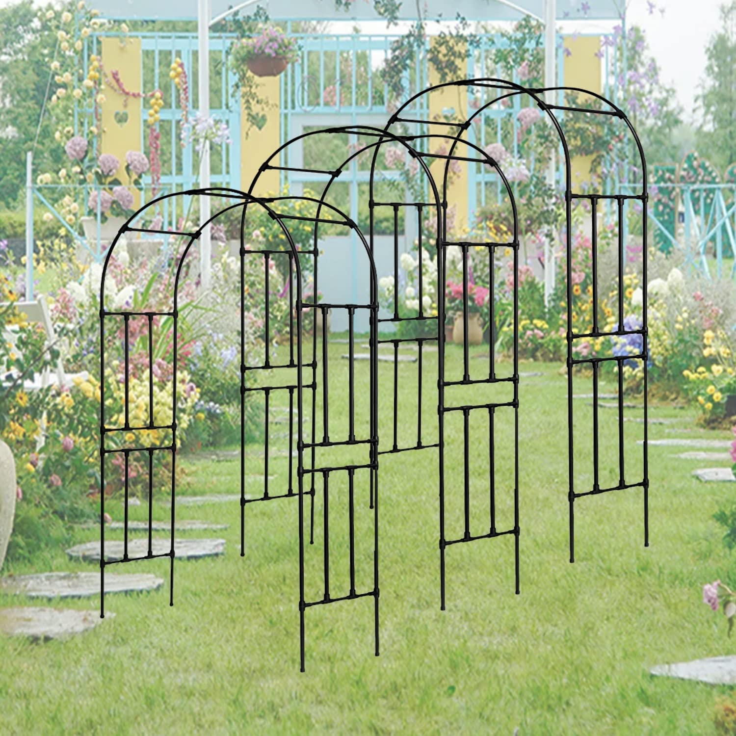 Hixa Rozenboog 240x140cm Klimboog Tuindecoratie Tuinafscheiding Klimplantgeleider Metalen Frame