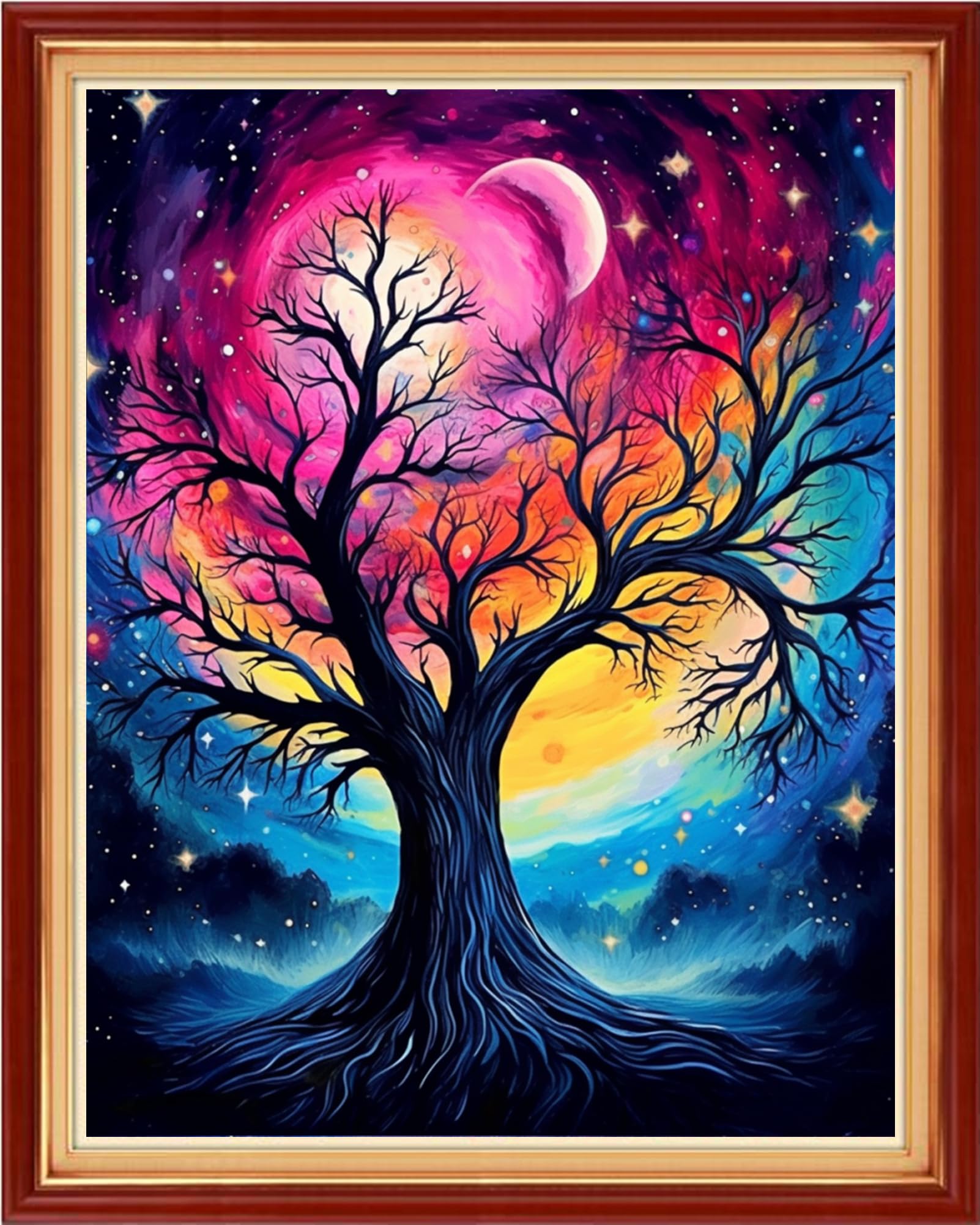 DMCVIVR Stamped Cross Stitch Kits for Beginners Adults Needlepoint Kits for Beginners Embroidery Kits for Adults Crossstitch Kit for Beginners 11CT-Noctilucent Tree 16x20 inch