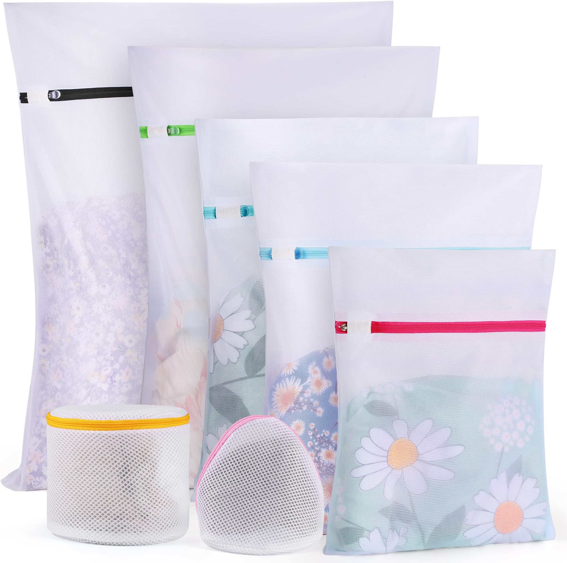 Ultimate 7 Pack 6 Size Mesh Laundry Bags Set for Delicates with AUTO-Lock Zipper, Lingerie Bags for Washing Delicates, Laundry Bags Mesh Wash Bags, Delicates Laundry Bag for Jeans,Blouse,Stocking,Bra