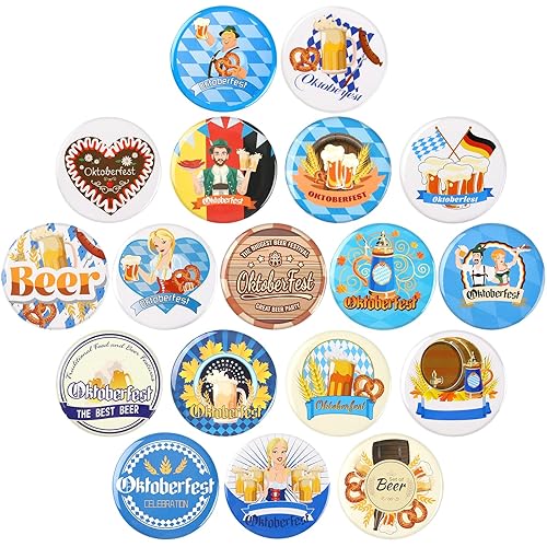 SEPGLITTER 54pcs Oktoberfest Buttons Pins Bavarian Style Badges for Oktoberfest