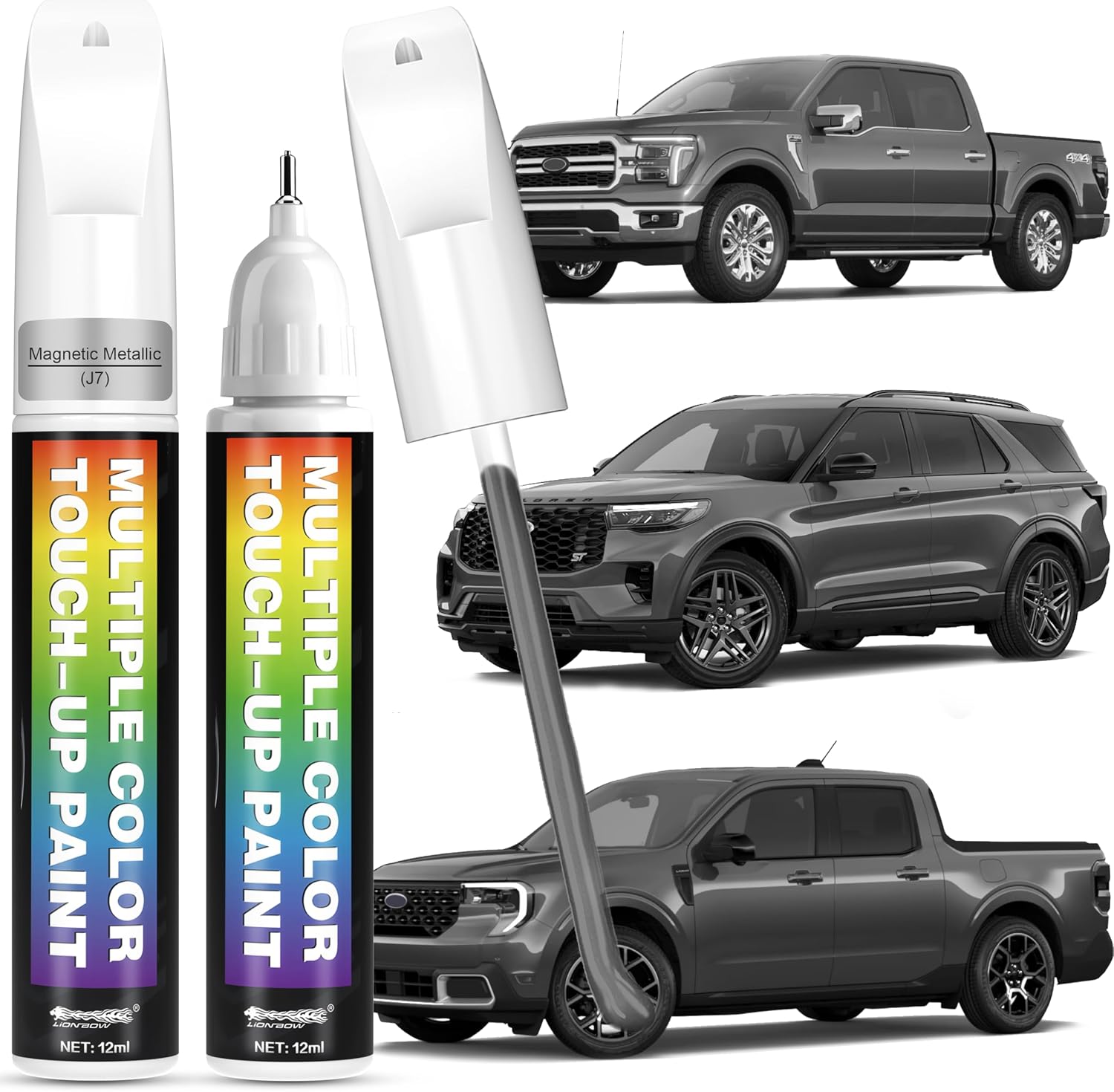[2-PACK] Sterling Gray Metallic(UJ) for Ford Car Touch Up Paint,Pro-Grade Quick Drying-Mirror Polish Effect,Quick & Easy Premium Car Scratch Remover,Easy to Use
