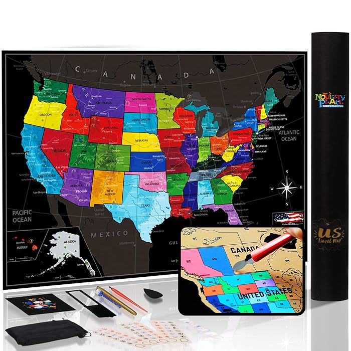 Buy Novelty Place Scratch off Map of The US with States and Flags