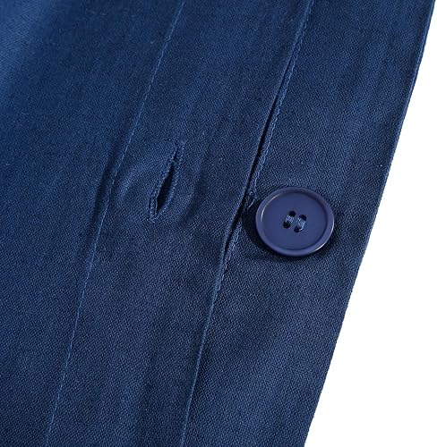 Miniatura 4 de Funda de edredón tamaño Queen juego de edredón de algodón suave cepillado (3 piezas) con cierre de botón, 1 funda de edredón de 90 x 90 pulgadas y 2