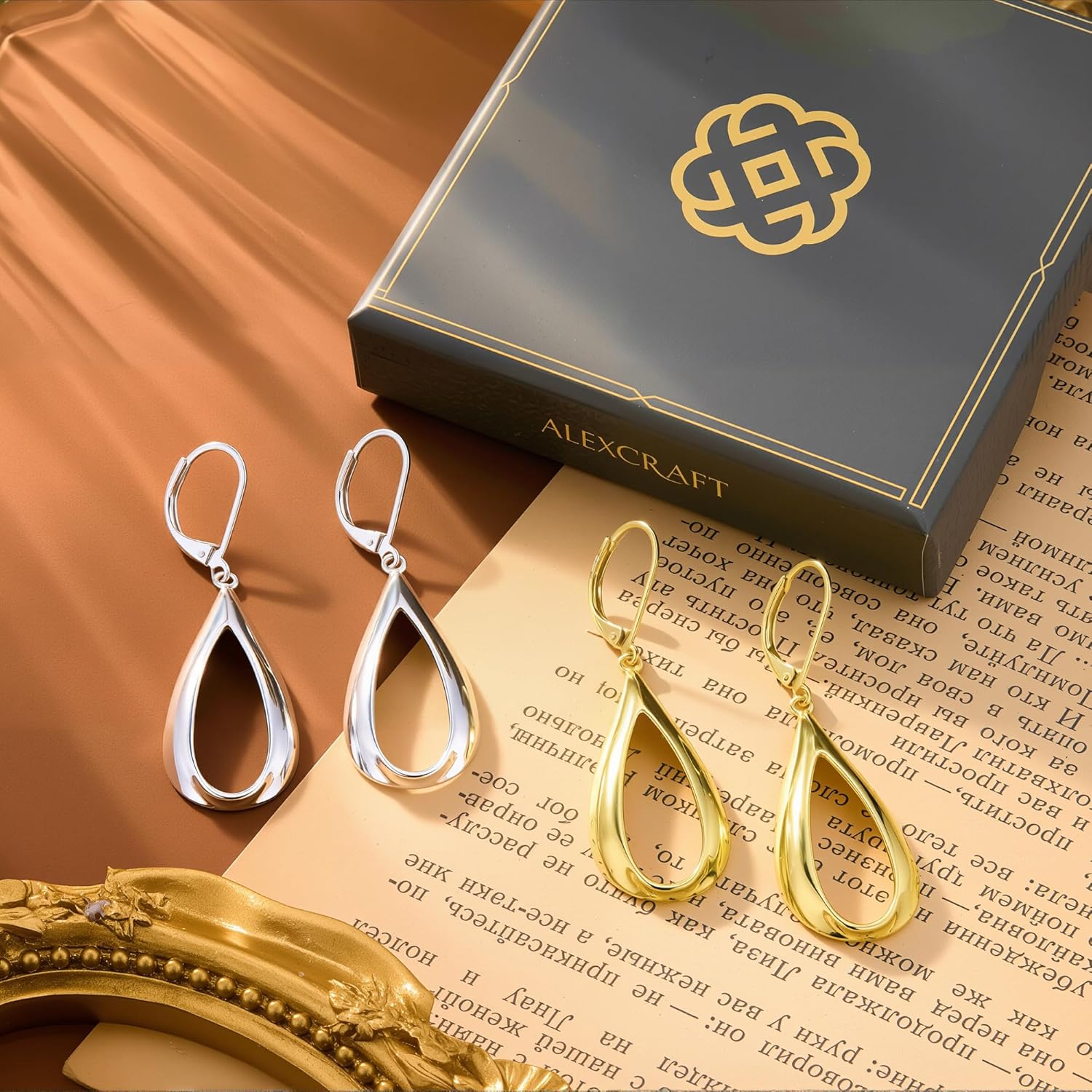 925 Sterling Silver Dangle Earrings Hypoallergenic Leverback 14K Gold Plated Dangle Teardrop Earrings for Women, ALEXCRAFT Silver Teardrop Earring Drop Dangling Dangly Earings - Image 2