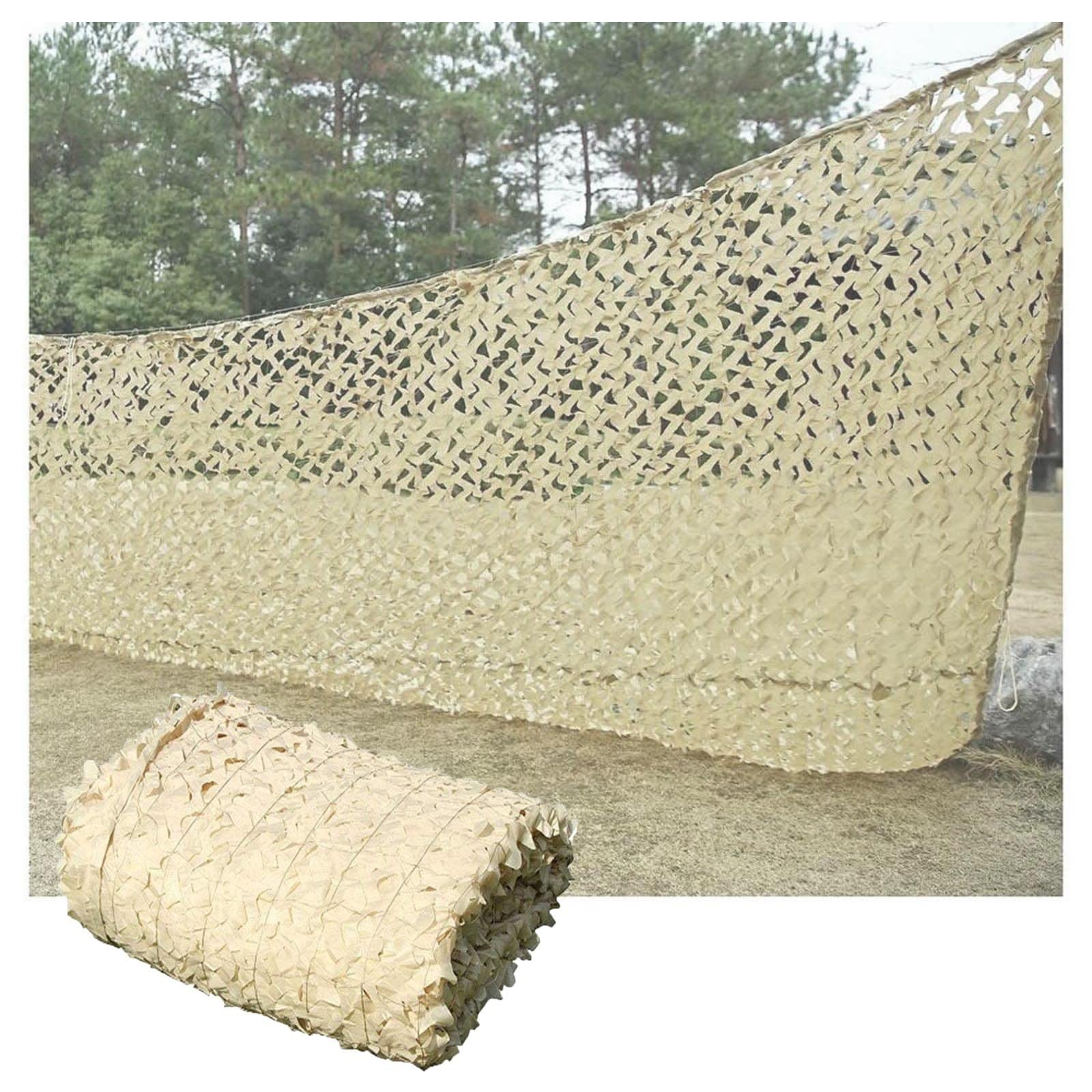 Camo Netting Reinforced, Beige Bulk Roll Camouflage Net, 2x4/3x6/5x7m Lightweight Shade Net, for Military/Hunting/Garden Decoration, Outdoor Sunscreen Camouflage Netting,4x6m(13 * 19.7ft)