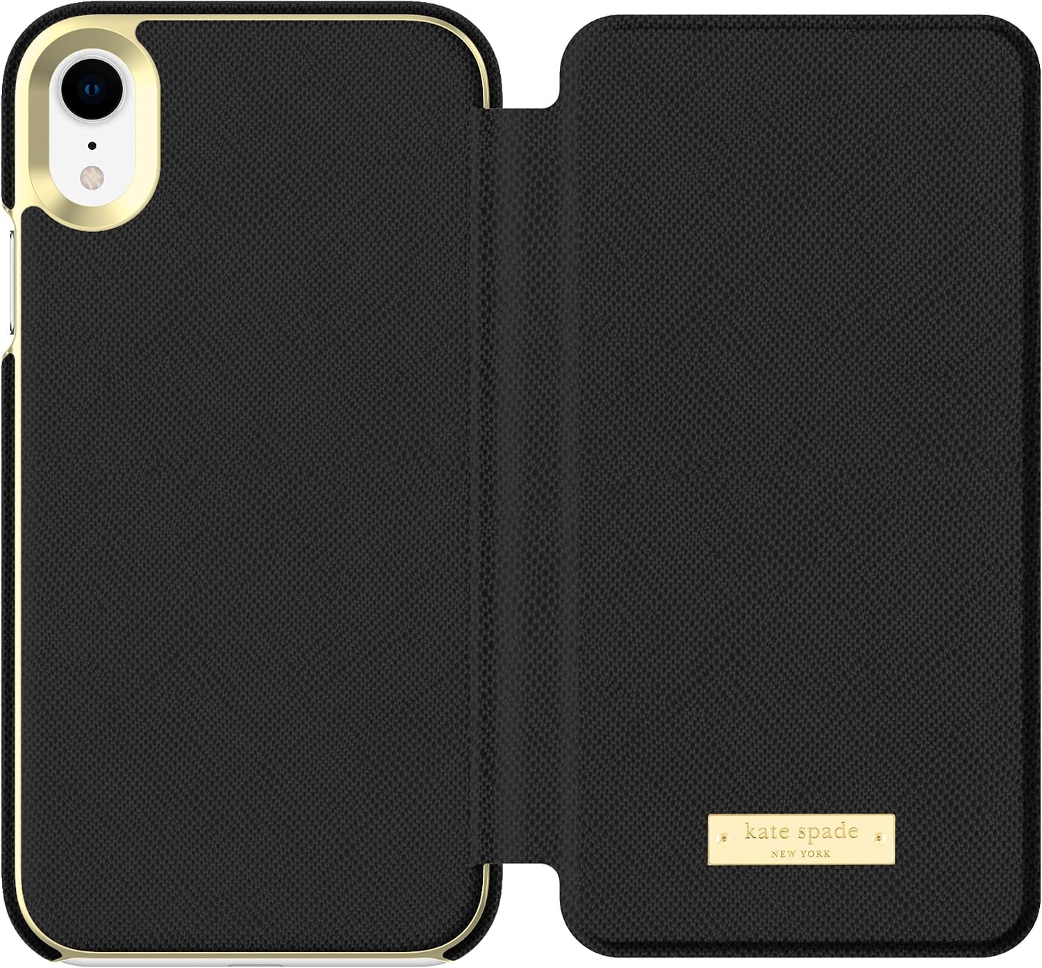kate spade new york Black Folio Case for iPhone XR - Saffiano Leather ID & Card Holder