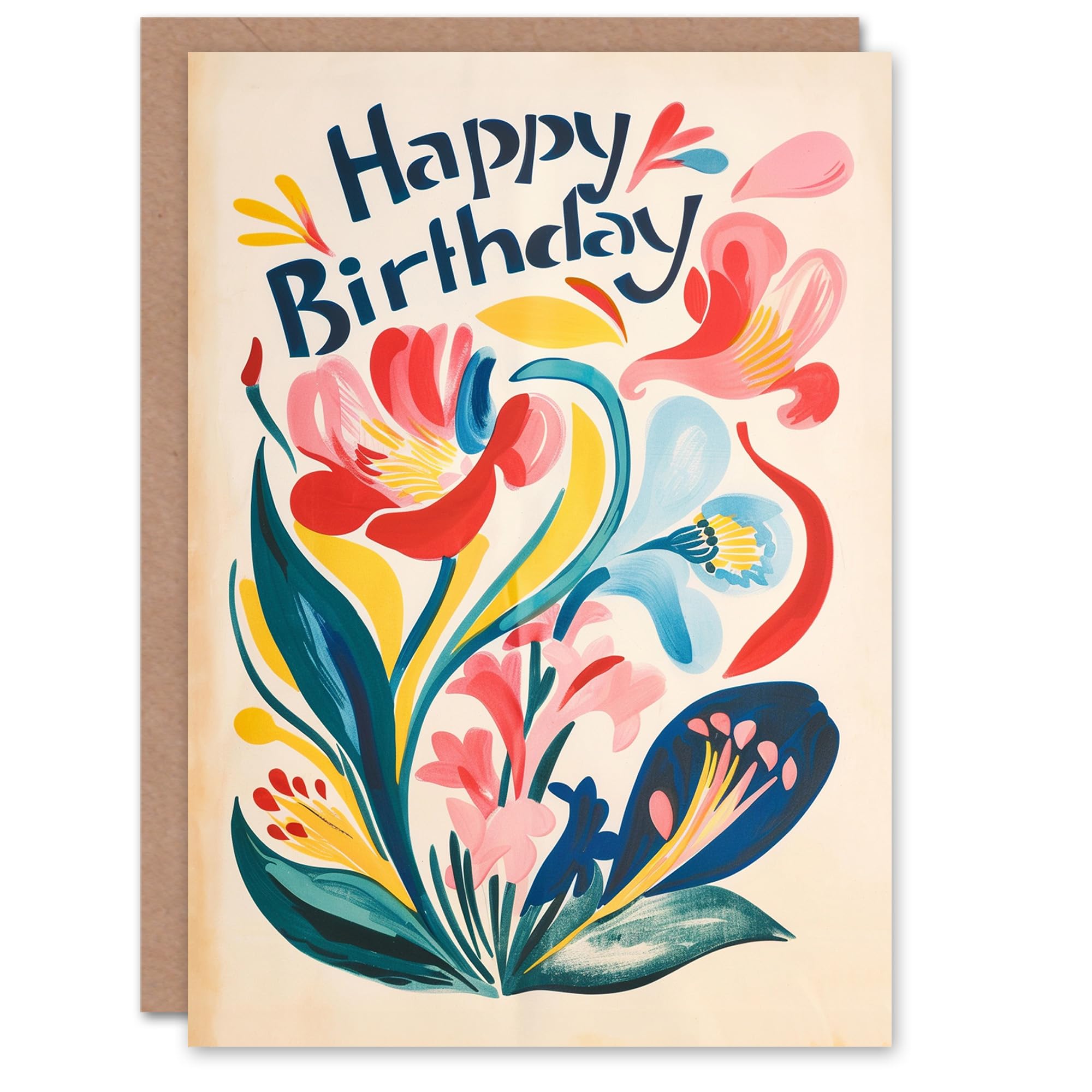 Artery8 Birthday Card Abstract Flower Plant Floral Painting For Her Gran Sister Niece Daughter Wife Woman Greeting Card