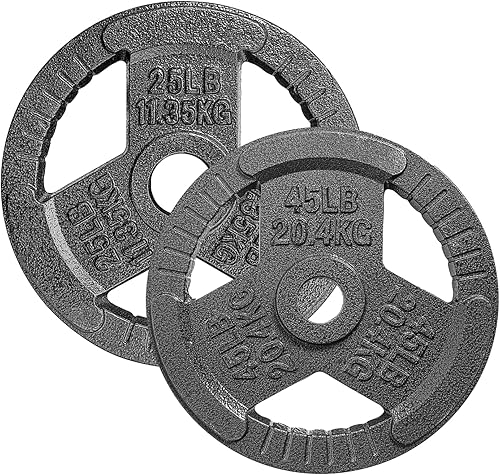 Miniatura 9 de Yes4All Tri-Grip Handle - Placas de pesas olímpicasplacas de peso de hierro fundido, adecuadas para ejercicios de barra, entrenamiento de fuerza y