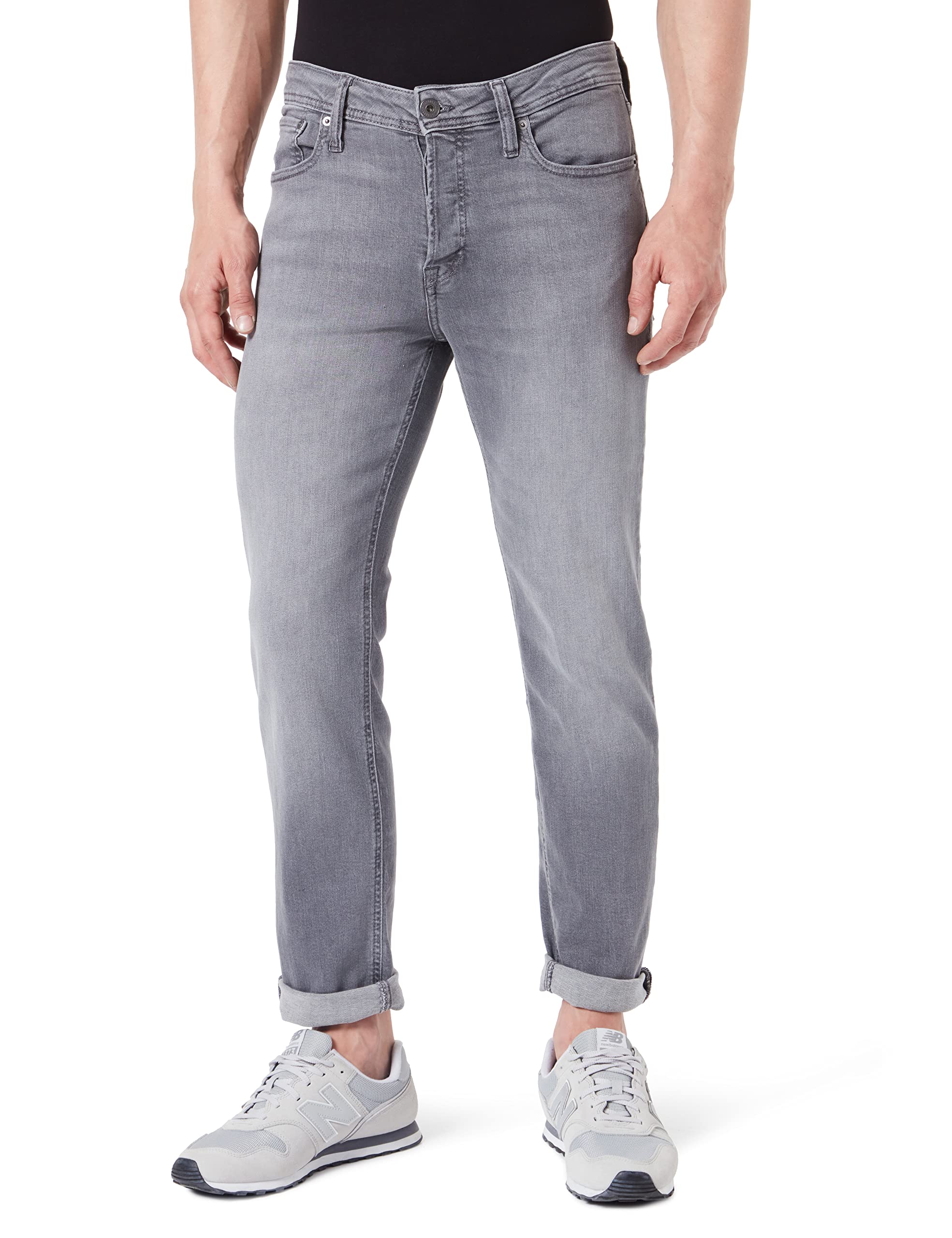 Jack & Jones Men's Grey Denim Tim Jeans Large