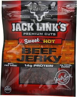 Jack Links Beef Jerky, Sweet & Hot, 3.25-Ounce Bags (Pack of 4)