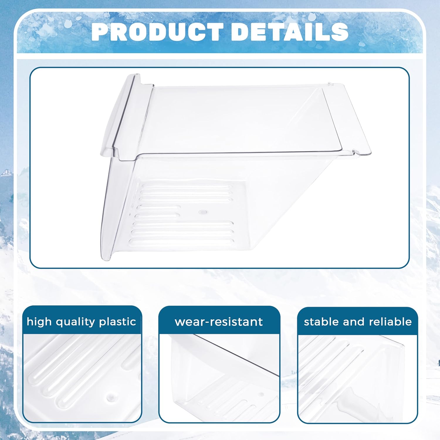 HECASA 240364503 Crisper Drawer Compatible with Frigidaire Refrigerator Freezer 240364502 240364505 240364507 Meat Pan Crisper Bin Plastic (PC) Replacement Only Clear