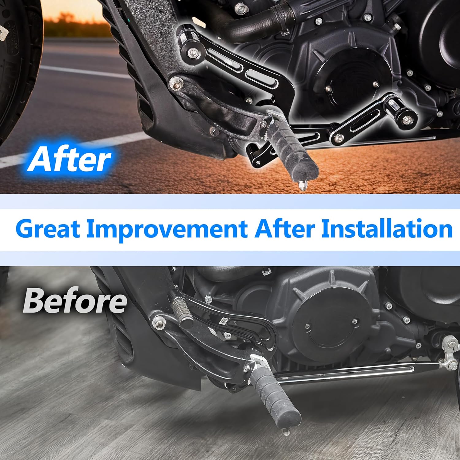 Black Style Aluminum Heel Toe Shifter Front Rear Gear Shift Lever Bundles with Extended Larger Brake Pedal Cover for Indian Scout 2015-2024 Models Accessories