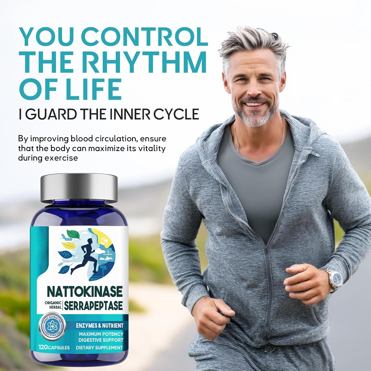 Nattokinase 12,000 FU Serrapeptase 360,000 SPU Enzyme Supplement, Support Circulatory, Gut, Digestion with Systemic Enzymes and Nutrient Blend, 120 Capsules - Image 6