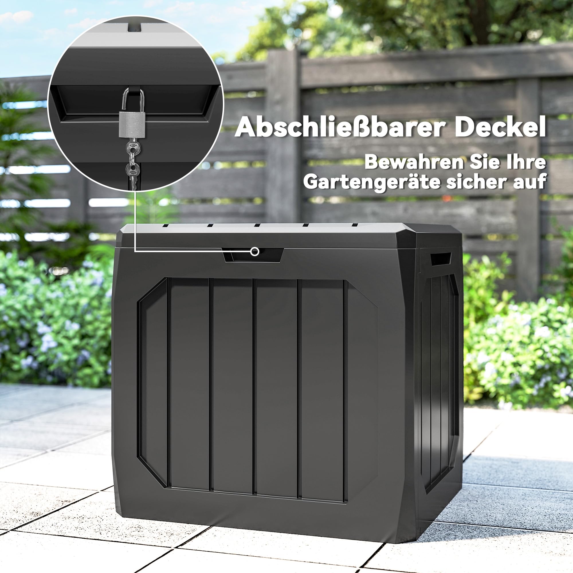 Outsunny Gartenbox Wasserdicht mit Griffmulden 121 Liter Kunststoff