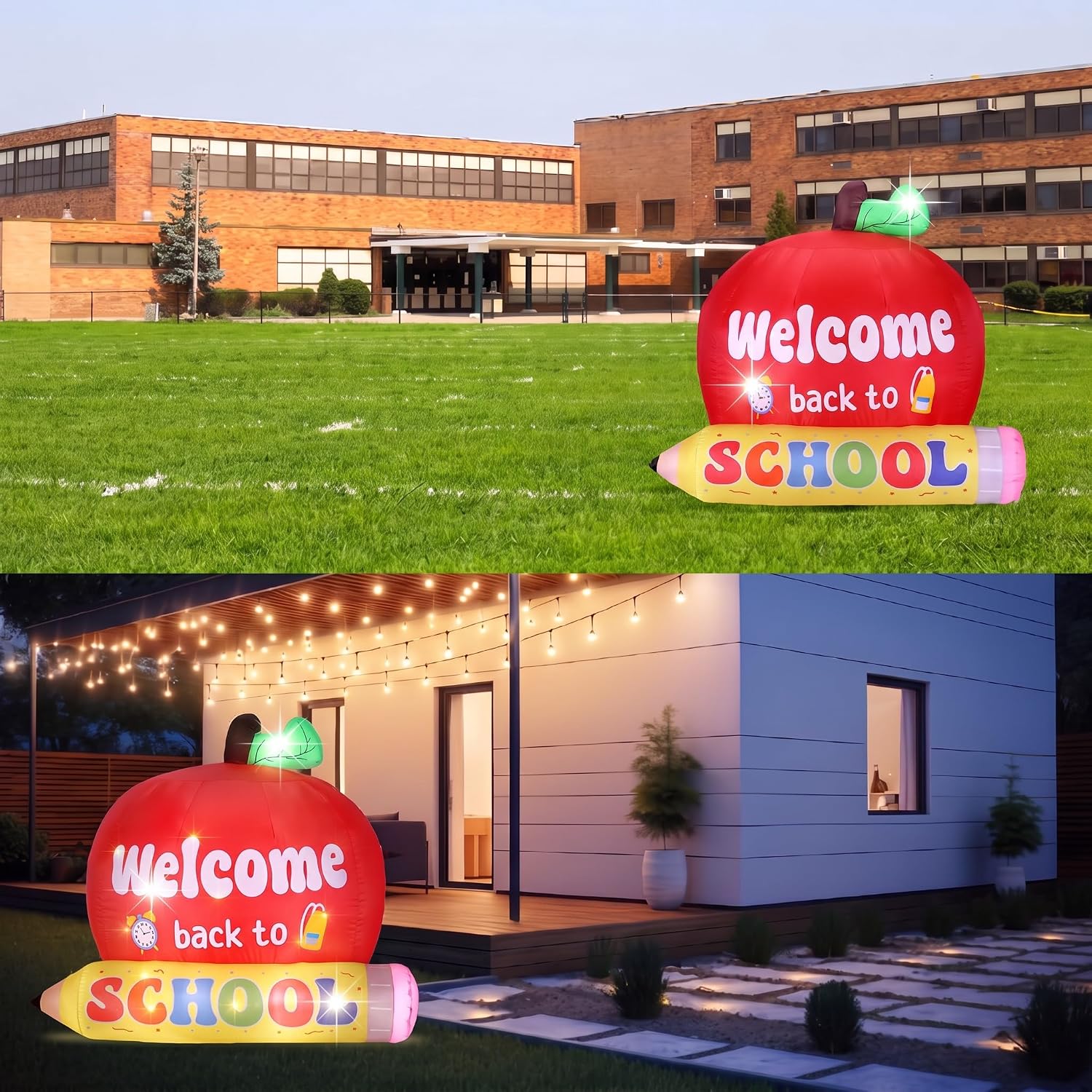 Blueweenly 2.3ft Welcome Back to School Inflatable Outdoor Decor with Light image 3
