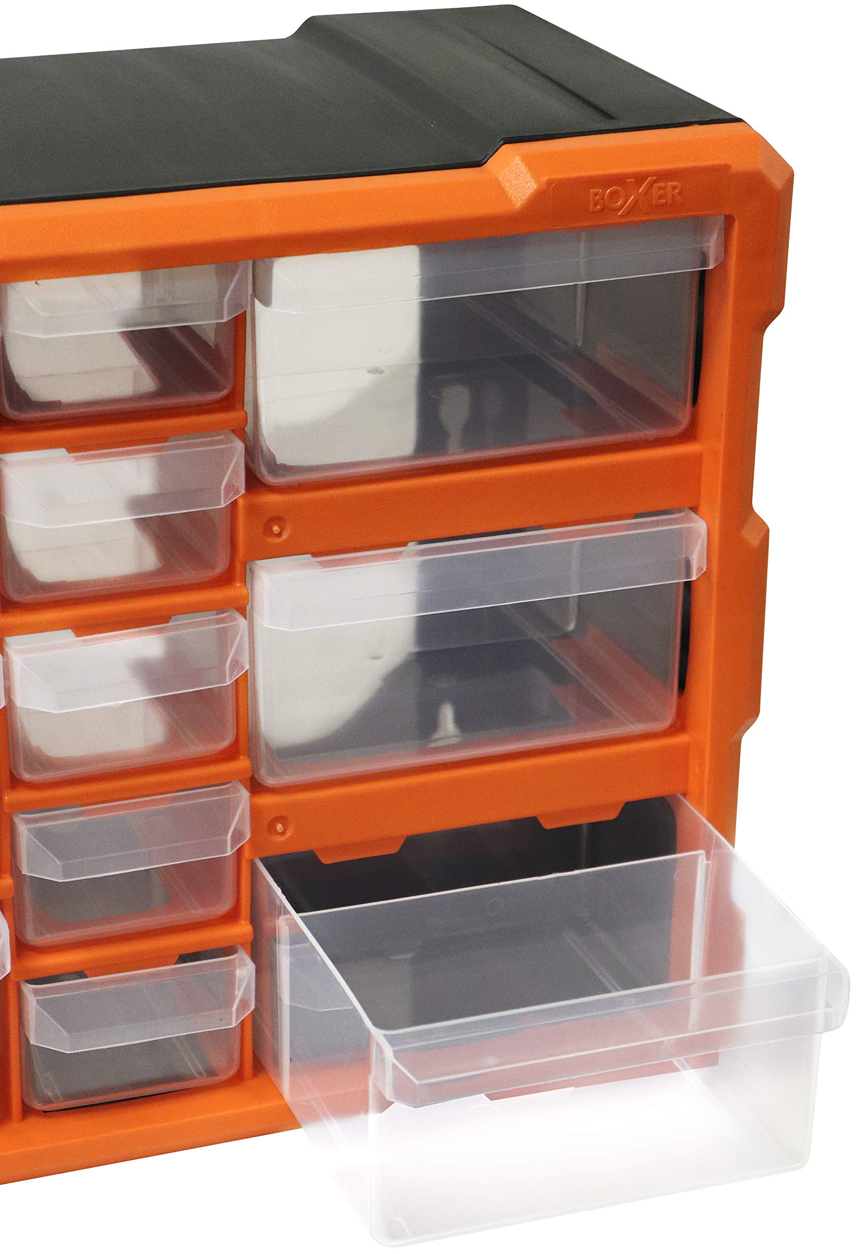 Boxer® Cassettiera Porta Minuterie con 22 Cassetti – Organizzatore da Parete o Sovrapponibile, in Plastica PP, per Viti Chiodi e Piccoli Accessori, 25x50x16 cm