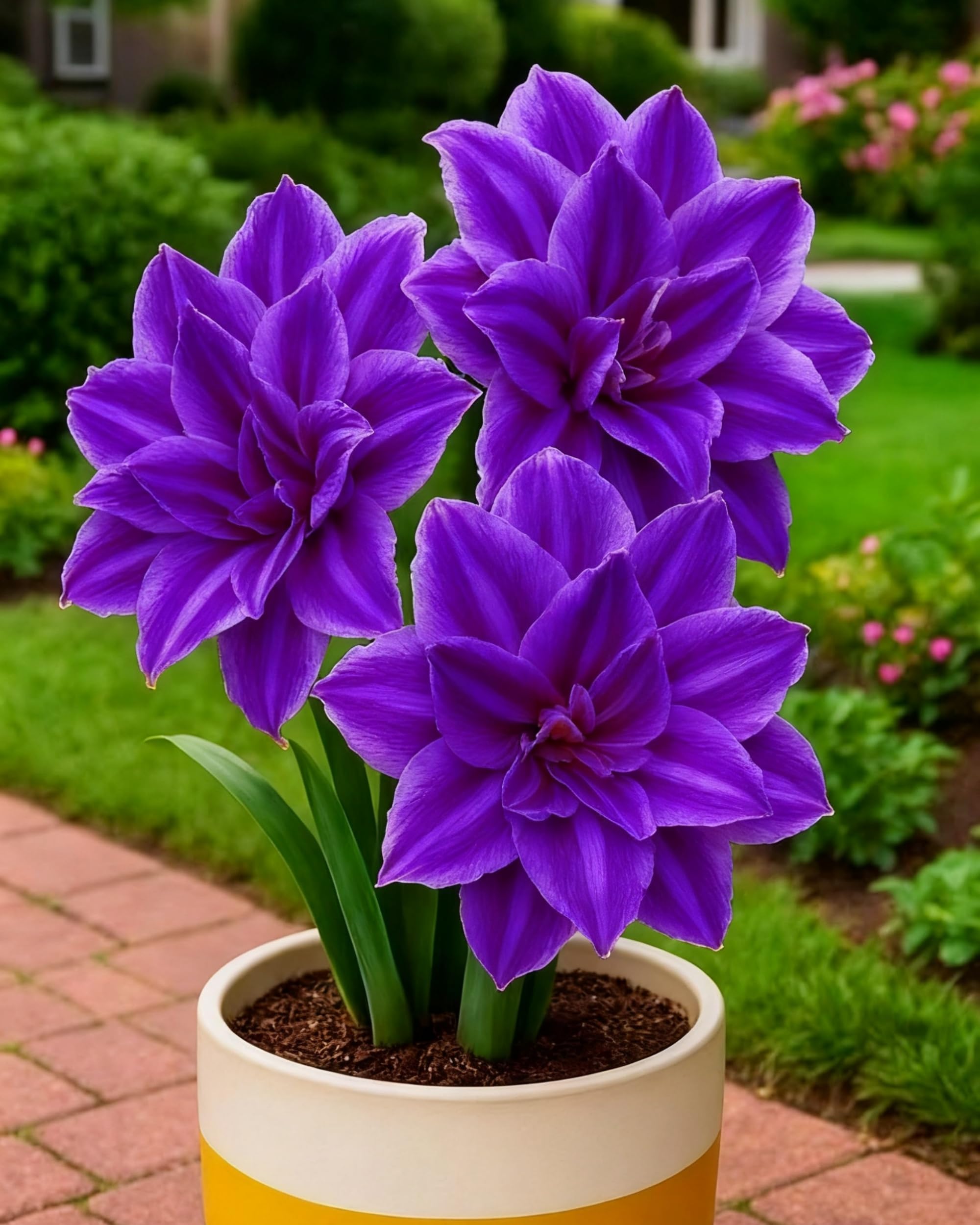 Amaryllis Flowering Bulbs – Stunning Blooms, Ideal for Home, Patio and Winter Decoration，Hardy Perennial, Excellent Display-4bulbs-C