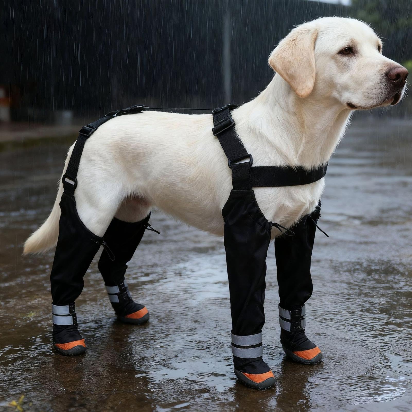 Stivaletti Regolabili per Cani Impermeabile Antiscivolo Protettivo | Bretelle Regolabili per Cani Piccoli con Striscia Riflettente per Cuccioli e Cani, Ideali per Passeggiate Invernali