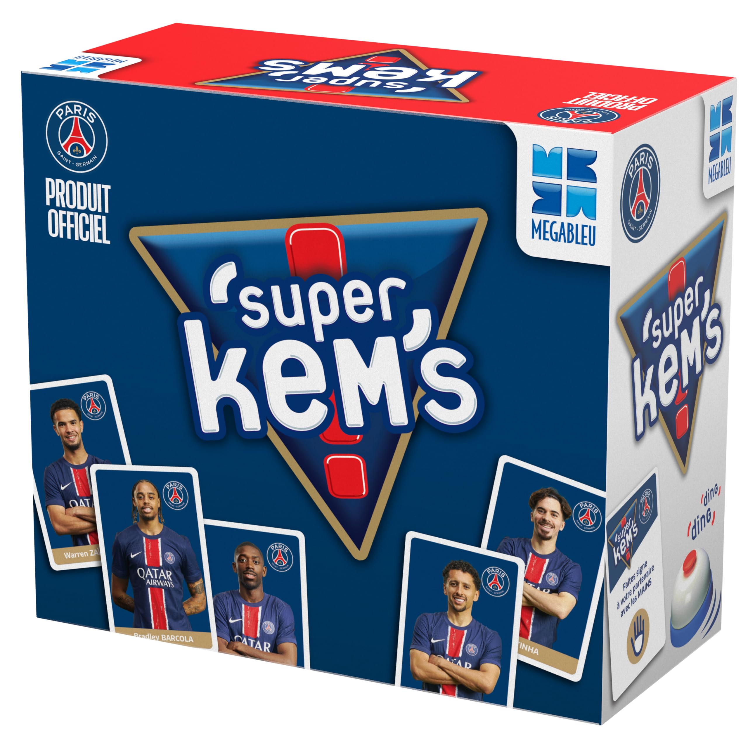 Megableu Super KEMS PSG Jeu de Société Football Paris Saint-Germain - Jeu de Cartes pour Adultes et Enfants dès 6 Ans - 4 Joueurs