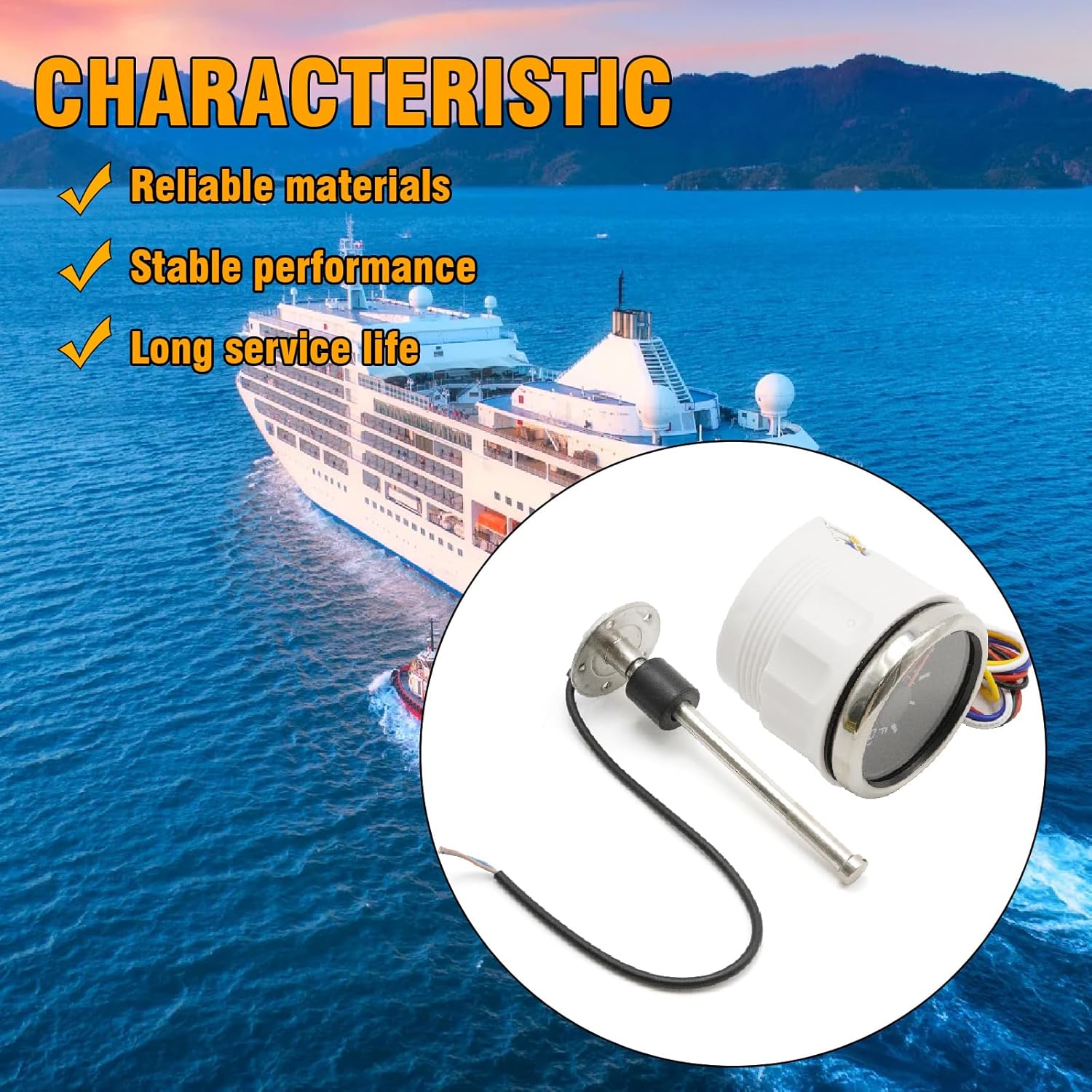 8" (200mm) Fuel Tank Sending Unit, Fuel Sending Unit with Fuel Gauge Kits, Stainless Steel Fuel Level Sensor Fuel Water Tank Sender for Boat Car Truck RV