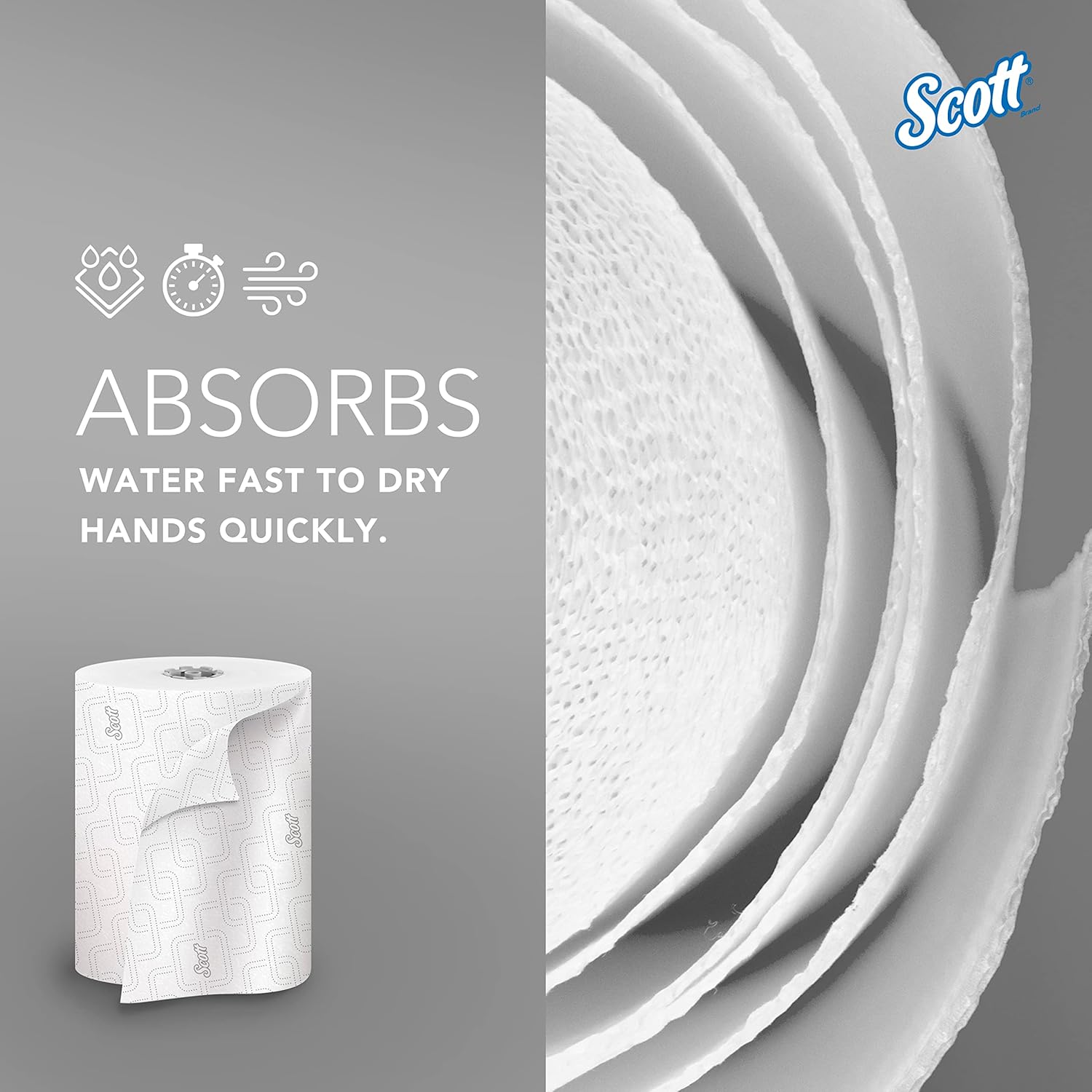 Scott® Pro™ High-Capacity Hard Roll Towels (25703), with Elevated Design and Absorbency Pockets™, for Grey Core Dispensers, White, (1,150'/Roll, 6 Rolls/Case, 6,900'/Case)