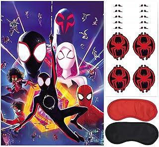 Spider Miles Morales Birthday Party Supplies, Pin the spider on Spider, Black Spider Party Pin Game, Large Poster for Birthday Party Decorations