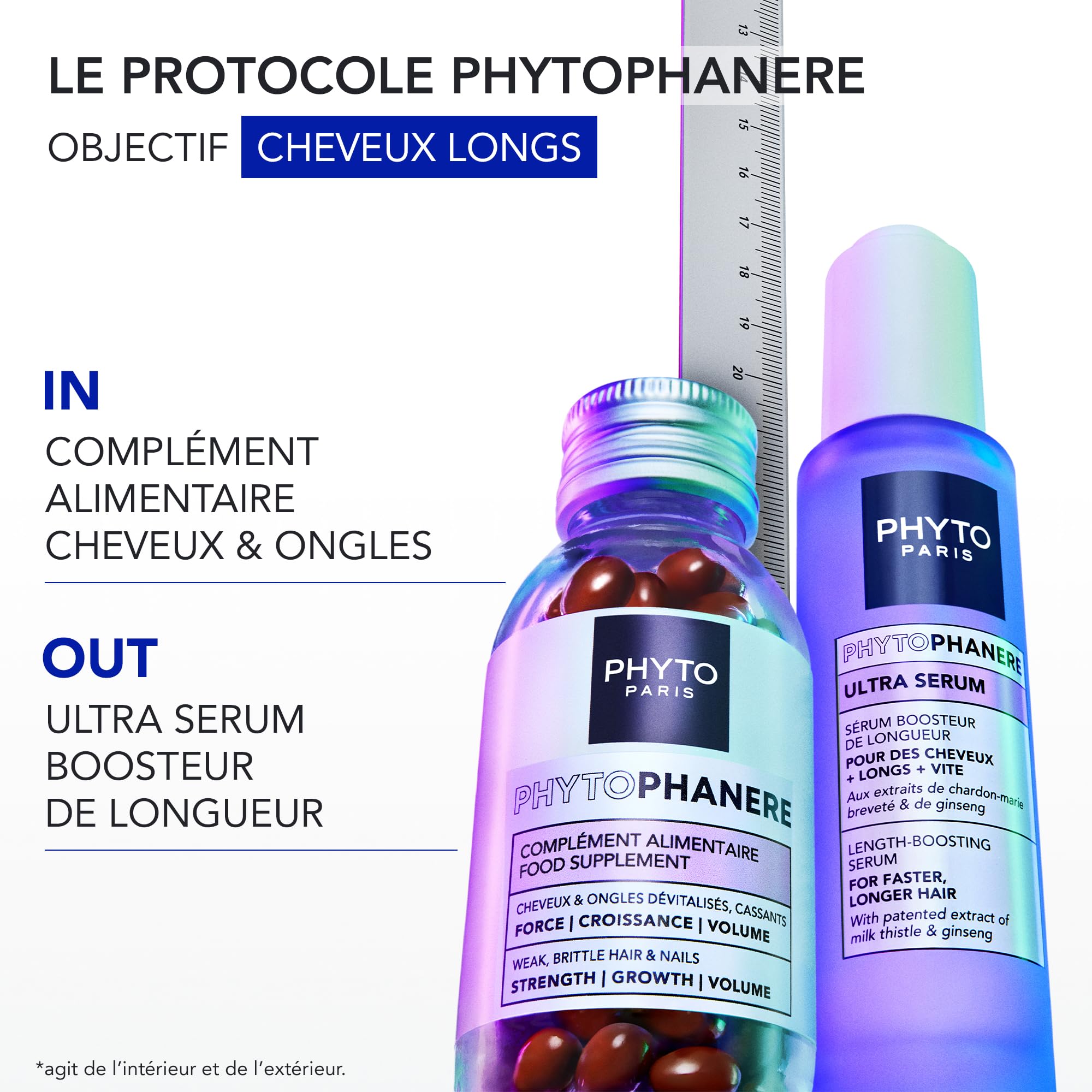 Phyto Paris – Phytophanère – Routine Croissance Complète – Complément Alimentaire Capsules + Ultra Sérum + Shampooing Volume – Cheveux Forts, Denses et Volumineux