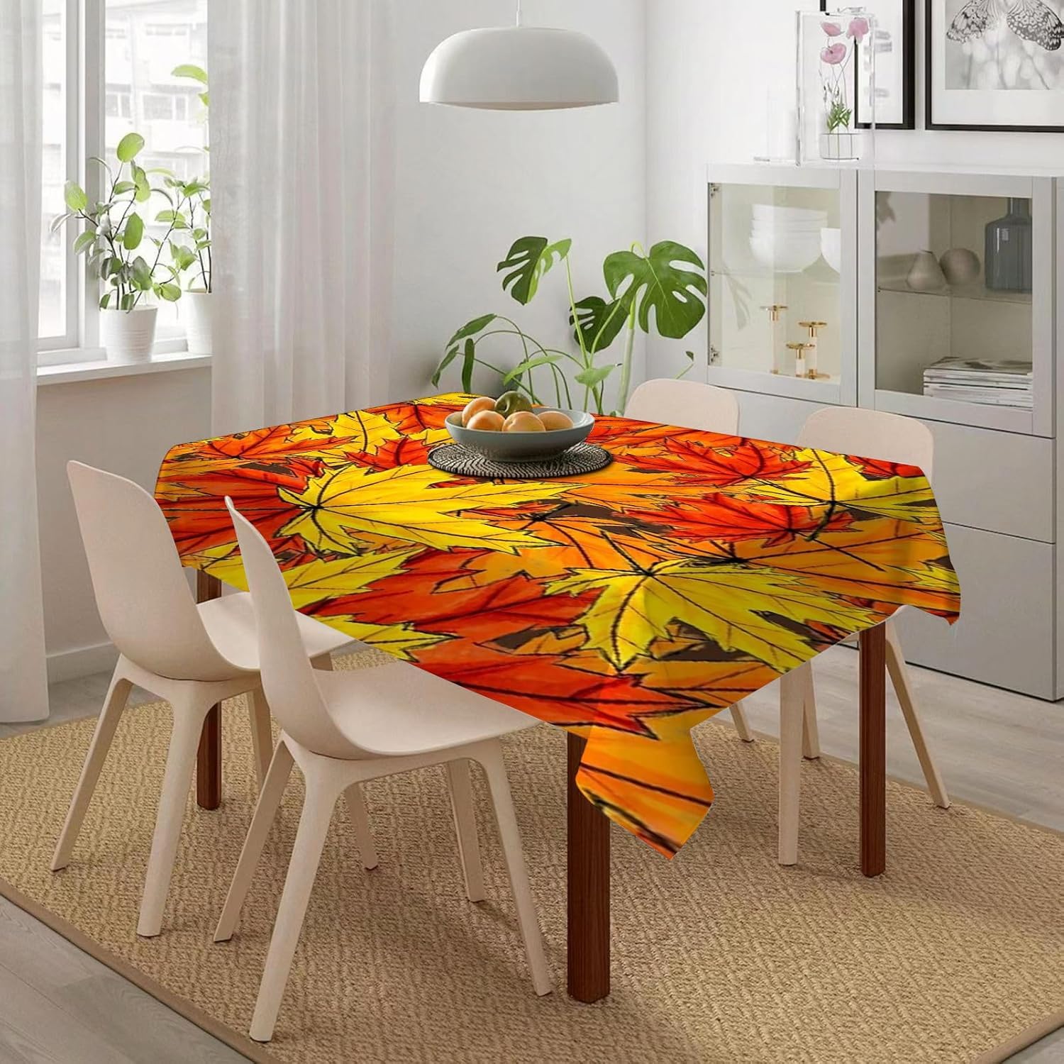 Mantel Mesa Rectangular Otoño, Manteles Antimanchas Hoja de Arce, 3D Impresión Mantel Impermeable Lavable para Cocina Salón Comedor, 140x300 cm Q.P790