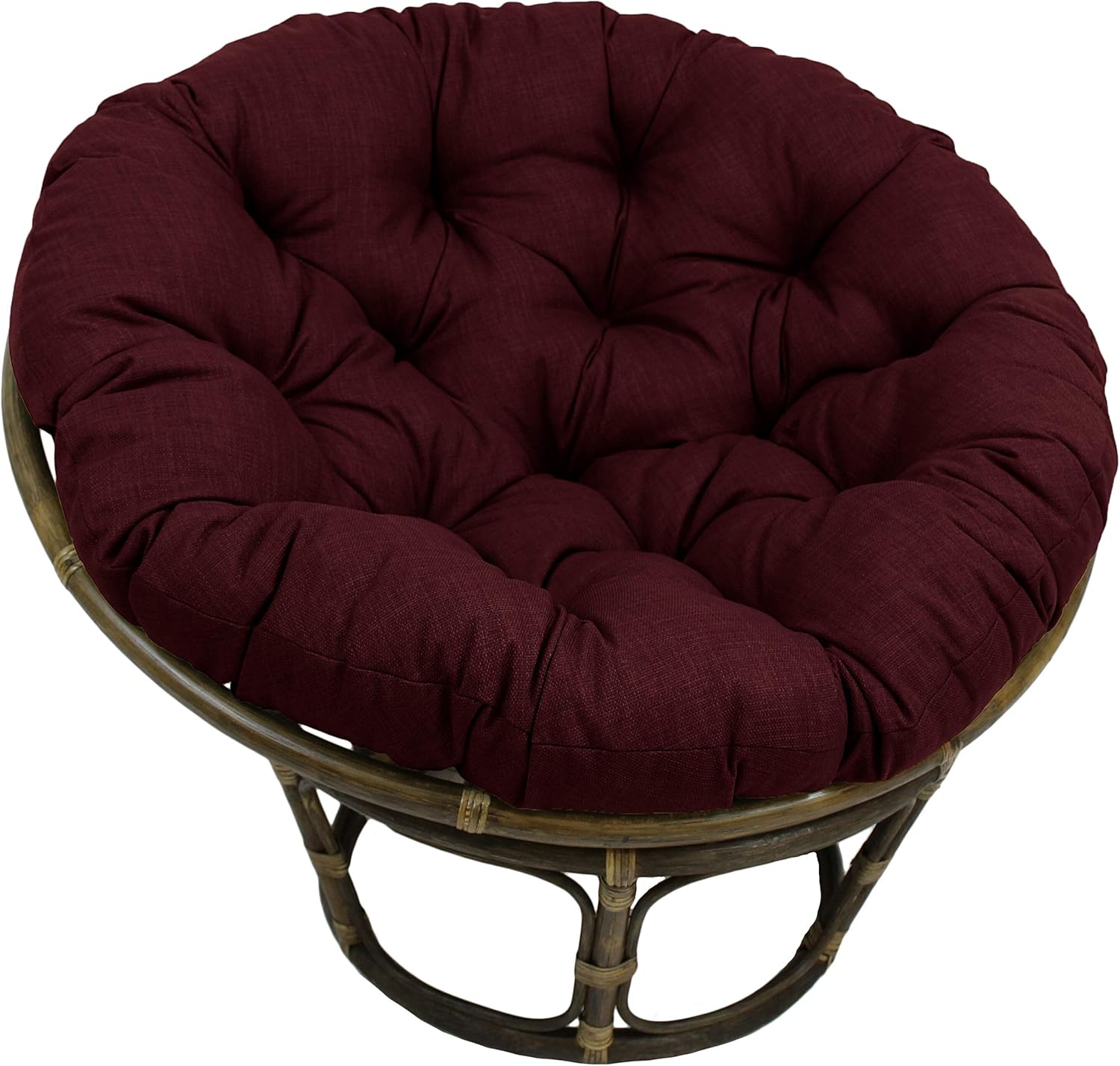 Blazing Needles Solid Tufted Outdoor Papasan Cushion, Merlot
