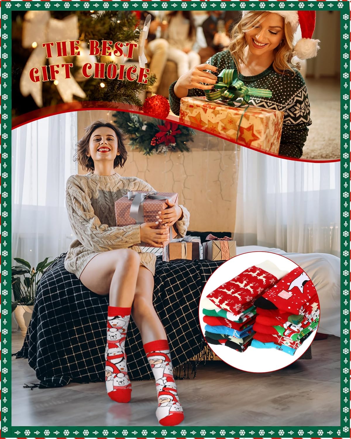 Suhine Christmas Socks Bulk Cotton for Women Men Crew Novelty Xmas Santa Claus Gift Socks for Christmas Holiday Gifts - Image 5