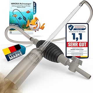 Mulmsauger Aquarium – Kiesreiniger, Bodenreiniger & Wasserwechsel mit Pumpe und Schlauchventil I Sicher für Fische, ohne Chemie I Für kleine & große Aquarien I Aquarium Zubehör inkl. E-Book