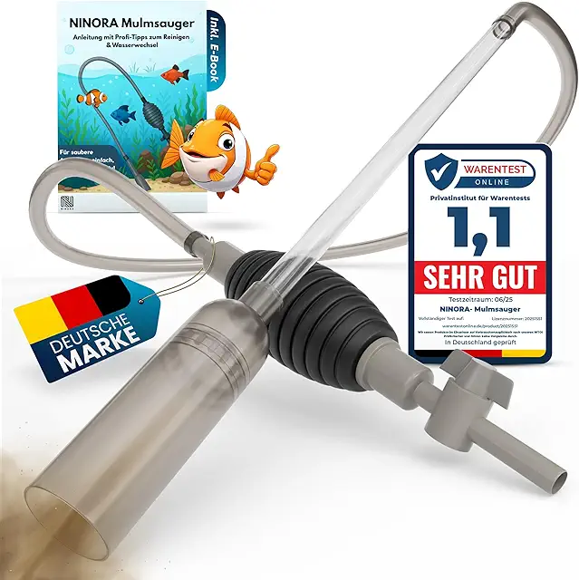 NINORA Aquarium Gravel Cleaner - Lys Akvarium Vacuum with Pump & Valve