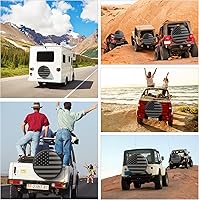 Vista 6 de Cubierta de neumático de repuesto para remolque de caravana, cubierta de rueda de cuero impermeable con bandera de Estados Unidos, cubierta