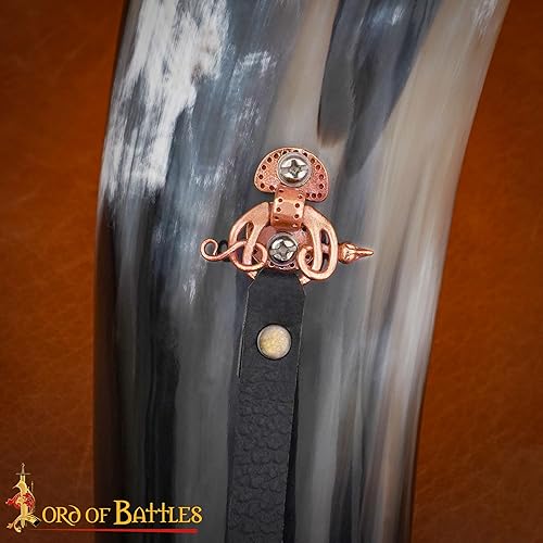 Miniatura 6 de Lord of Battles Viking cuerno soplador genuino Gjallarhorn medieval con boquilla de bronce fundido de cera perdida intrincada