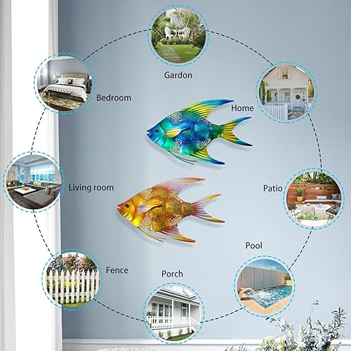 Miniatura 4 de LIFFY Decoración de pared de peces de metal, decoración de pared de peces de metal para exteriores, escultura de arte para interiores, decoraciones