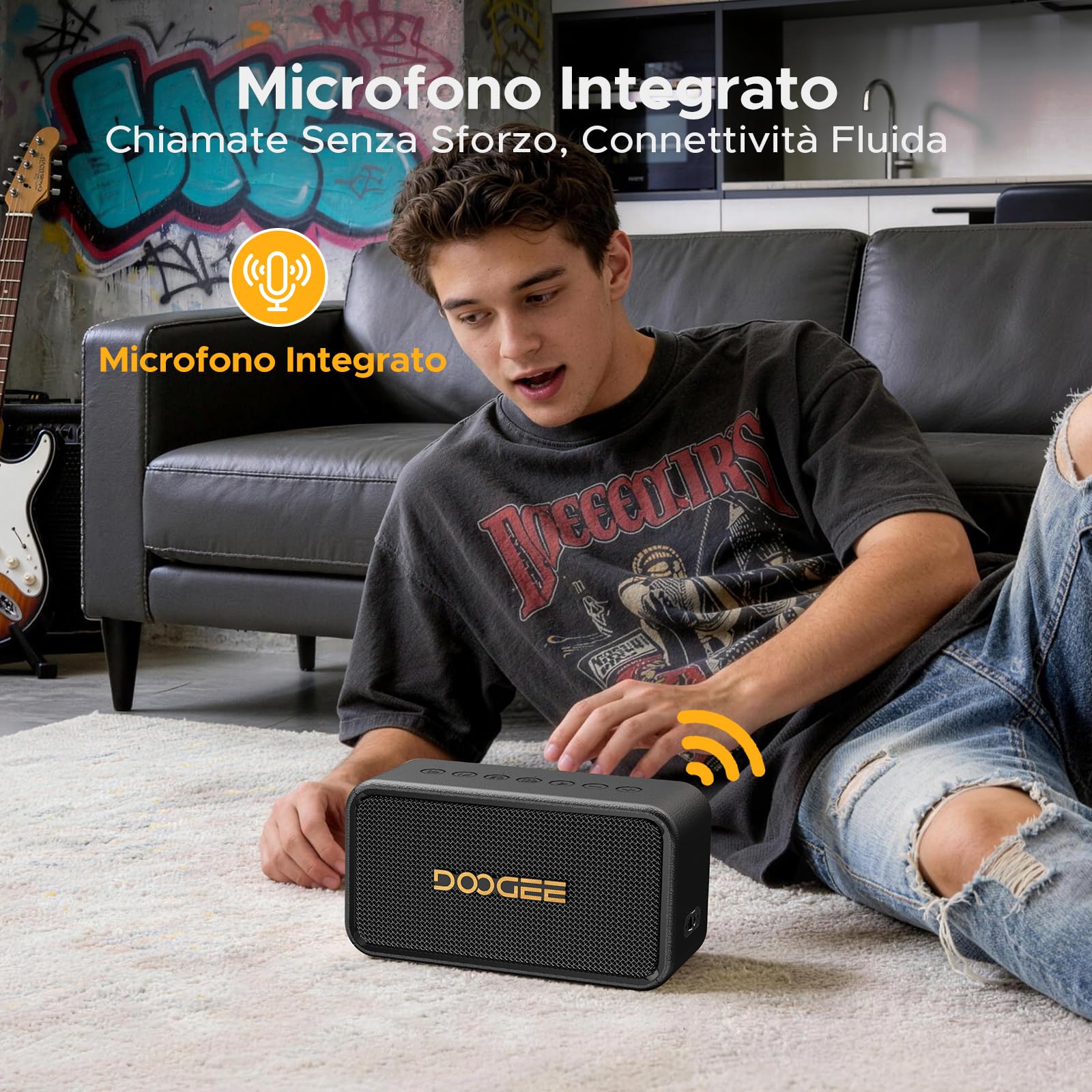 Field Rush Cassa Musica, Altoparlante Portatile Con Microfono, Suono Potente, Batteria A Lunga Autonomia, Resistente, Ideale Per Giardino, Campeggio E Uso Domestico - Nero