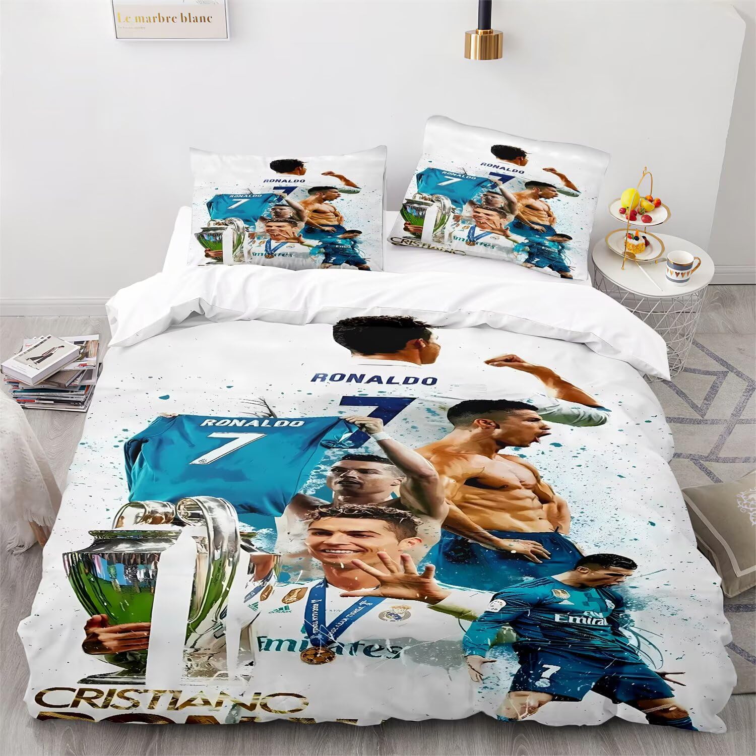 Housse de couette football 200x200cm en microfibre 3D avec sa taie