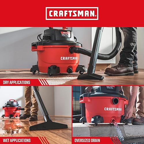 Vista 27 de CRAFTSMAN CMXEVBE17594 Aspiradora húmeda y seca de 12 galones, 6.0 HP de pico, aspiradora portátil para tienda húmeda y seca con filtro, 3 bolsas