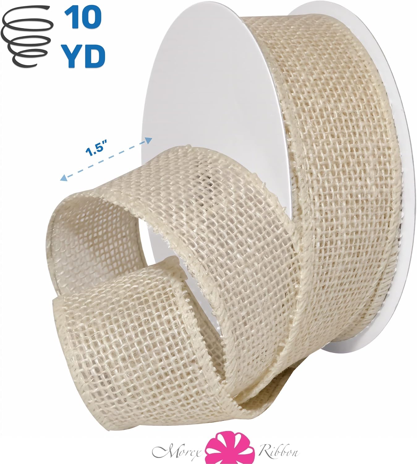 Morex Ribbon Burlap, Cream, 1-1/2 Inch, 10-yard, 1.5" x 10 Yd - Image 3