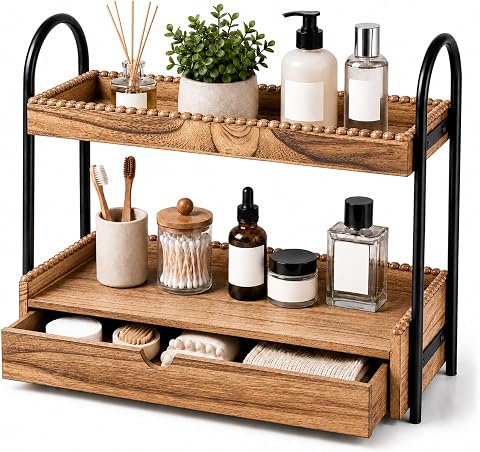 Novabright 2-Tier Bathroom Countertop Organizer with Draw...