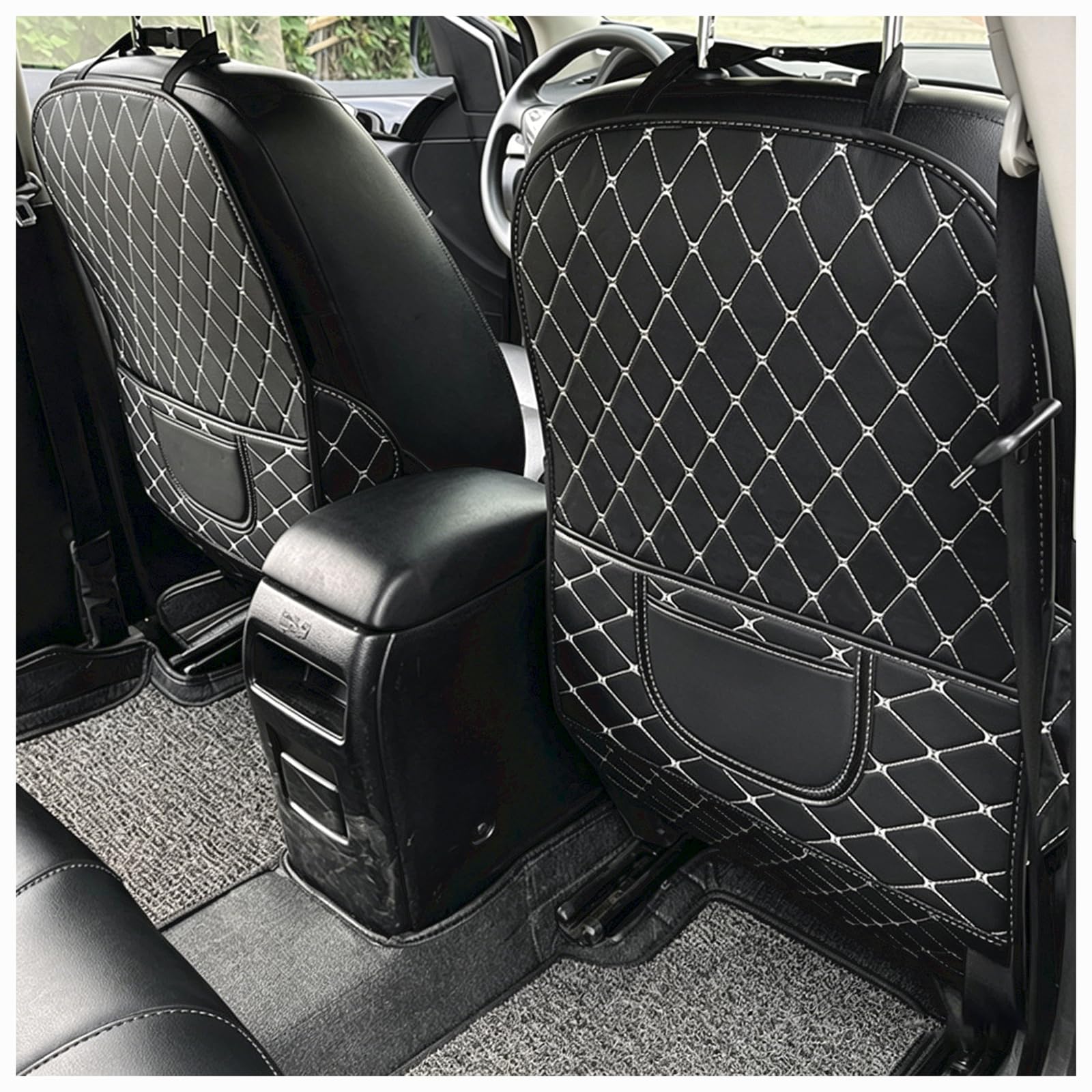 KKJZFRDCR Car Seat Kick Mat for Audi A3 8P Sportback A3 8P Sportback S 8L 8V Waterproof Stain Resistant Kick Mats Back Seat Protector Anti-dirty Adjustable Strap
