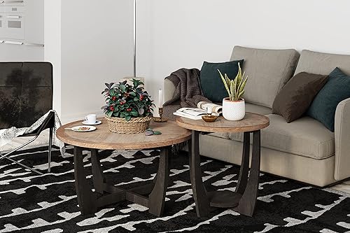 Miniatura 7 de Mesa auxiliar rústica de granja con estante de almacenamiento, mesa auxiliar francesa para familia, comedor o sala de estar, espacios pequeños,