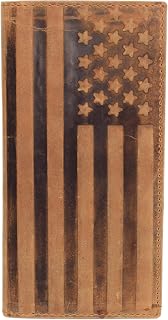 Genuine Leather Checkbook Cover For Men & Women Checkbook Holder Wallet RFID Blocking USA Series (USA Flag Tan)