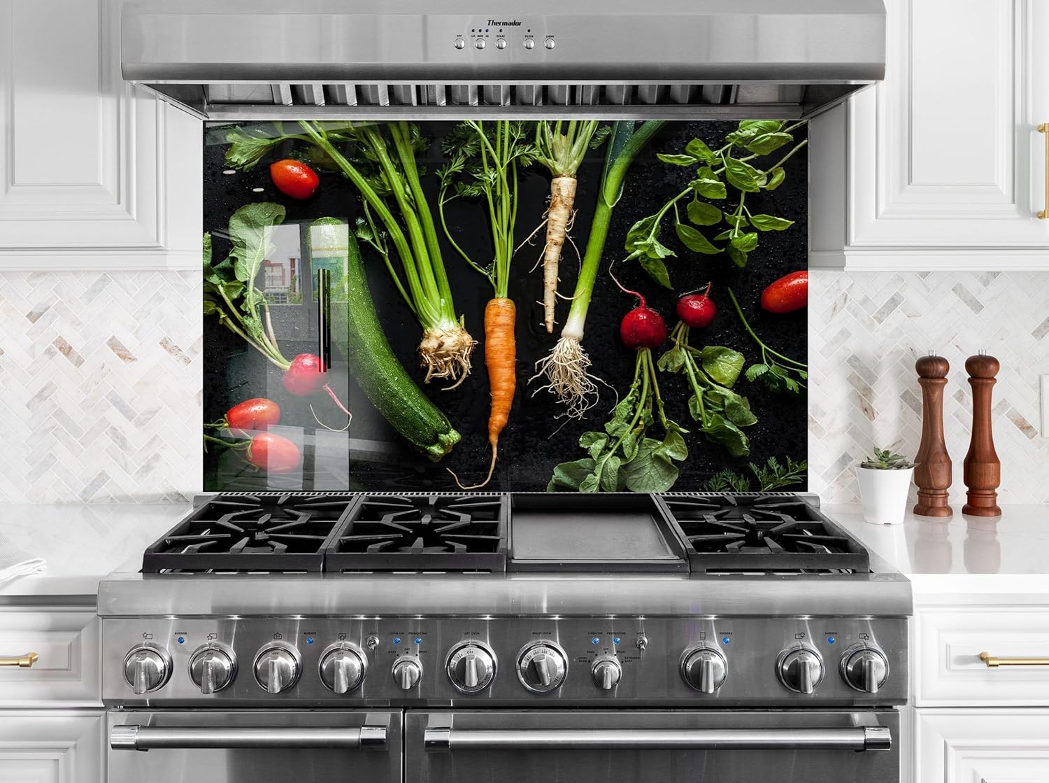 Myphotostation.com 16x16''Tempered Glass Vegetables Backsplash Design Cooker Wall Backsplash Panel Glass Splashback for Kitchen Panel Design Vegetable Splashback