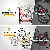 Vista 5 de Soportes verticales para bicicleta (paquete de 2), soporte de bicicleta de pie para piso de garaje, soporte vertical para bicicleta