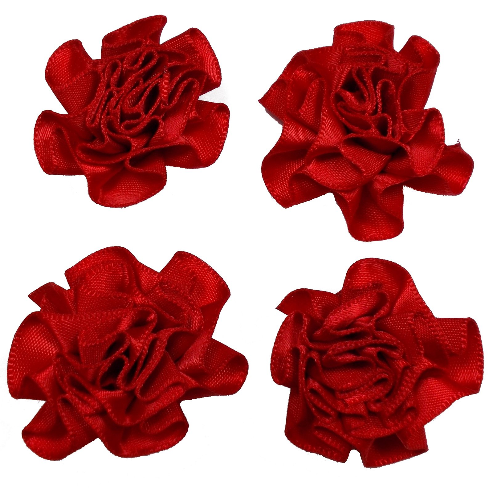 Satin Ribbon Rosettes Flowers Roses 3cm Wide (Red, 4)