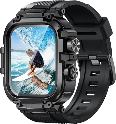 Goton IP68 Waterproof Rugged Band for Apple Watch 46mm/45mm/44mm with Case build-in Screen Protector Heavy Duty Sport Strap Compatible with iWatch Series 11/10/9/8/7/6/5/4/SE
