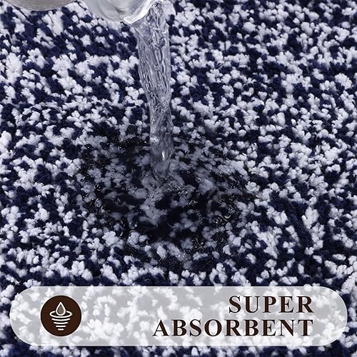 Miniatura 5 de Pauwer Juego de 3 tapetes de baño, alfombras de felpa antideslizantes, juego lanudo absorbente con contorno en forma de U para baño, dormitorio,